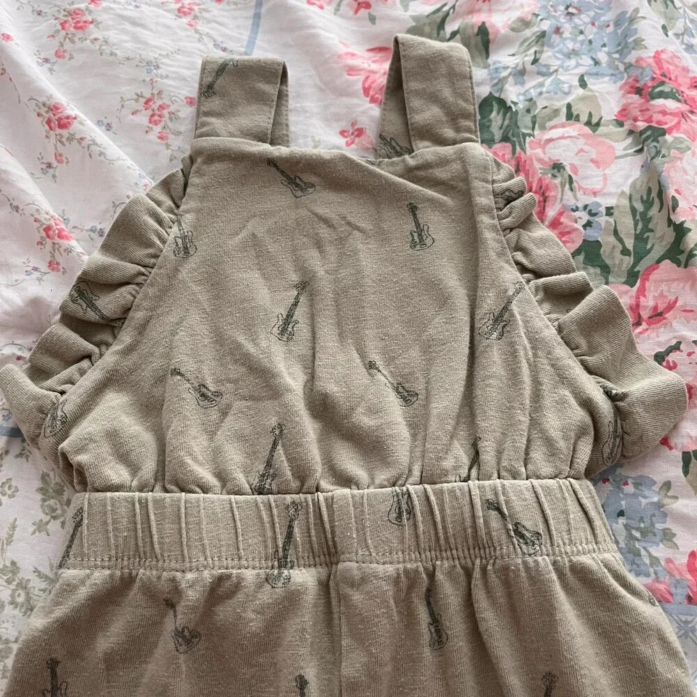 Kate Quinn Little Liam Organic Cotton Guitar Print Overall Romper 12-18M